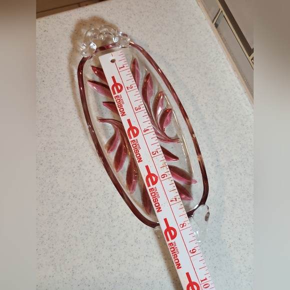 Elegant Pink and Clear Glass Serving Tray - Picture 7 of 10